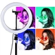 Кольцевая LED лампа 1500 лм 3000K-6000K RGB MJ38 d38см 220V, с пультом управления и креплением для телефона - изображение 5