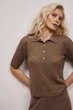 Жіноче ажурне поло з коротким рукавом Bellise 54-56 Капучино (tb24925) - изображение 4