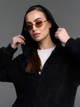 Жіноча утеплена толстовка з еко-альпаки на блискавці ISSA PLUS XL Чорний (issa1552644) - изображение 4
