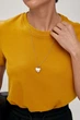 Однотонная трикотажная футболка цвет горчичный размер ONE SIZE FL_003003 - изображение 4