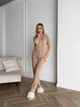 Піжама жіноча трійка сорочка майка штани Rebecca Collection L-XL темний бежевий - зображення 4