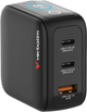 Мережевий зарядний пристрій Verbatim Mini GaN Charger 3-port 65W with Display Black (23942302384) - зображення 2