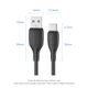 Кабель Vention USB 2.0 A Male to C Male 3A Cable 1M Black Flexible PVC Type (CWABF) - зображення 3