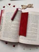 Червона Оксамитова закладинка для книг з китицею та сердечком - зображення 2