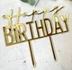 Топпер для торта Happy Birthday дзеркальний пластик (11см) Золото - изображение 1