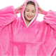 Плед толстовка с капюшоном и рукавами Huggle Hoodie оверсайз Розовый One Size - изображение 3