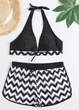 Жіночий купальник FS Chevron Print Halter Bikini L Чорно-білий (9415) - зображення 6