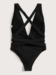 Женский купальник сплошной на завязке и пушапом эластан M черный (50/88) - изображение 3