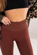Женские бесшовные леггинсы с push-up эффектом и контрастным поясом Giulia FLEXING LEGGINGS GLAM S/M Brown-hot chocolate, комфортные лосины для спорта, для тренировок, из микрофибры - изображение 3