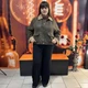 Куртка женская демисезонная укороченная замшевая вельвет воротник one size коричневая - изображение 5