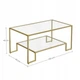 Журнальний склянний столик Songmics Glamour золото 55 x 100 x 45 см - зображення 2