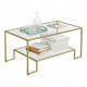 Журнальний склянний столик Songmics Glamour золото 55 x 100 x 45 см - зображення 3