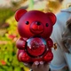 Вращающаяся шкатулка-медведь с розой в колбе - изображение 5