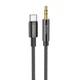 Кабель HOCO UPA19, mini-jack 3,5 мм / Type-C, довжиною 1 м, нейлонова оплітка + TPE, чорний - зображення 3
