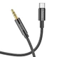 Кабель HOCO UPA19, mini-jack 3,5 мм / Type-C, довжиною 1 м, нейлонова оплітка + TPE, чорний - зображення 4