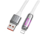 Кабель Hoco U136 Silicone Lightning 1.2м з підсвічуванням для iPhone 2.4A Білий - зображення 1