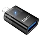 Адаптер Hoco UA36 USB female to iP male OTG прозрачный для устройств Apple черный - изображение 1