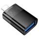 Адаптер Hoco UA36 USB female to iP male OTG прозрачный для устройств Apple черный - изображение 5