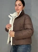 Куртка женская Runfesine 88216 короткая с молочным воротником-стойкой L коричневая - изображение 1
