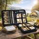 Набор посуды для пикника на 4 персоны подарочный набор посуды туристический для кемпинга 24 предмета Золотистый - изображение 1