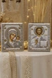 Винчальная пара серебряных икон Иисус и Мария (81356 4LORO 81354 4LORO) 16х20 см - изображение 1