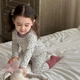 Детская пижама из натуральной ткани, домашний костюм с цветочным принтом и фиолетовым воротником для девочек размер 116-122 см - изображение 2