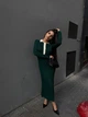 Минималистическое платье-поло из трикотажа One size 42-48 Изумрудное (8023) - изображение 3