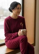 Женская плюшевая пижама Family Tradition велсофт с вышивкой 4XL бордовая Комфи - изображение 3