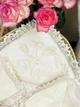 Утепленная крыжма для мальчика Family Tradition велюровая махра плюш с вышивкой и кружевом 100х100 см айвори Крещение Марка - изображение 2