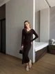 Жіноча силуетна сукня міді з мереживом Uaclothes 42-44 Коричневий (like36769-171951349) - зображення 1