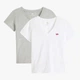 Zestaw koszulek damskich 2 szt Levi`s 2Pack Perfect Vneck 004AN-0002 M Biały/Szary (5401187368979) - obraz 1