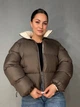 Куртка женская Fashion 3095 короткая пуффер воротник стойка коричневая - изображение 6