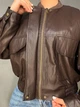 Куртка женская Lady Yep 10048 бомбер из экокожи оверсайз S коричневая - изображение 7