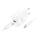 Зарядний комплект Hoco C140A fast charger 1роз'єм USB 18W 5V/3A, QC3.0 кабель USB to Micro 1 метр White - зображення 1