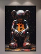 Поп-арт картина на полотні - KAWS Bitcoin Криптовалюта декор для офісу та кабінету - 40х60 см - зображення 1