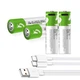 Акумулятори (4 шт.) AA з зарядкою USB Type-C 1.5V Li-Ion 2600mWh Smart + кабель (162330-4) - зображення 3