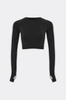 Женский кроп-лонгслив с акцентными митенками Giulia FLEX LONGSLEEVE ACTIVE XXS/XS Black, спортивный кроп топ из микрофибры - изображение 2