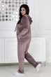 Велюровый спортивный костюм на молнии с капюшоном Q4139 L-XL (50-52) Какао - изображение 3