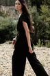 Довгий комбінезон з льону з поясом Zara 8570/389 S Чорний (08570389800S) - изображение 4