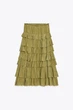 Спідниця zw collection середньої довжини з воланами Zara 3118/209 M Оливкова (03118209527М) - зображення 5