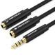 Перехідник аудіо Jack 3.5mm TRRS M -> 2X 3.5mm F (мікрофон + навушники) чорний Vention - изображение 1