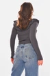 Кофта женская с рюшами однотонная тёмно-серого цвета Fashion размер 42-44 (210182) - изображение 3