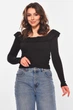 Кофта женская с рюшами однотонная черного цвета Fashion размер 42-44 (210190) - изображение 1