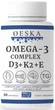 Комплекс Омега-3+Д3+К2+Е Oeska 90 капсул | Omega-3+D3+K2+E Complex | Тригліцеридна форма Омега-3 | Triglyceride Form | TG - изображение 1