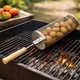 Сетка для запекания на гриле с крышкой и фиксатором, цилиндрическая решетка 30×11 см из нержавеющей стали со сменной ручкой для овощей и морепродуктов на мангал, QBB-5634 - изображение 1
