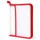 Папка А4 прозрачная на молнии с сетчатым карманом | Пластиковая папка для документов и тетрадей красная - изображение 1