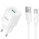 Мережевий зарядний пристрій Hoco C145A Charm QC3.0 charger set (USB to Type-C) Білий - изображение 1