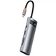 Переходник HUB Baseus Metal Gleam Series 7-Port Clarity (Type-C to HDMI+USB3.0*3+PD+SD/TF) (B000307) Station Gray - изображение 3