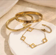 Набір браслетів 3 шт GONCHAR & CO. Цвях + Клевер + Cartier з камінцями (позолота 18K) 51-003 - зображення 3