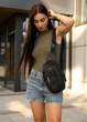 Сумка через плечо женская бананка Sambag Flex черная 30×17×10 см (85351001) - изображение 3